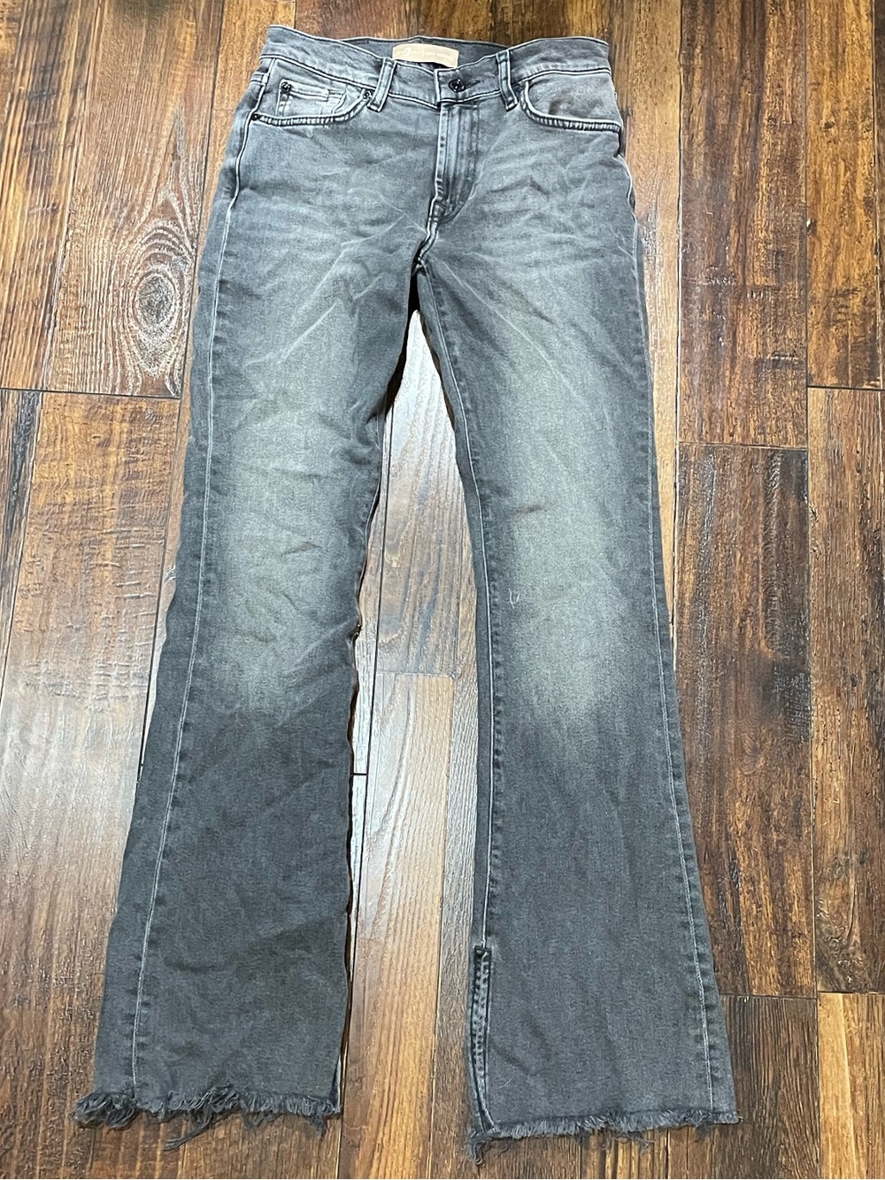 7 For All Mankind Women's Charcoal Gray Flare Jeans